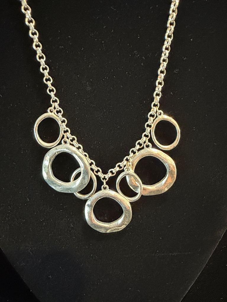 Silver Circle Link Statement Necklace  Brand Not Visible